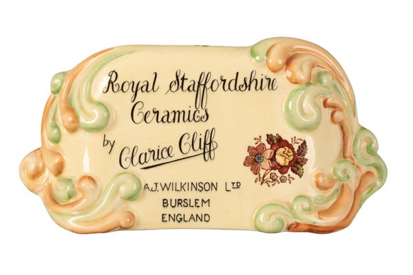 A CLARICE CLIFF ADVERTISING SIGN FOR ROYAL STAFFORSHIRE CERAMICS