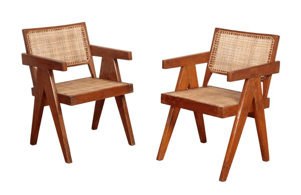PIERRE JEANNERET (1896-1967) FOR CHANDIGARH: A PAIR OF TEAK ARMCHAIRS PJ-010101T