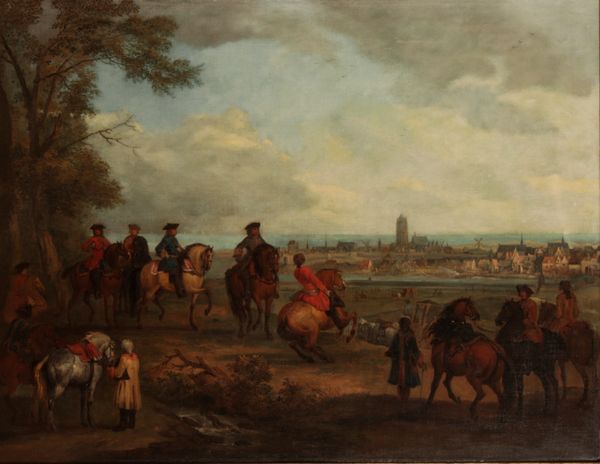 ASCRIBED TO ADAM FRANS VAN DER MEULEN (1632-1690) Cavalry approaching a town in the Low Countries, probably Dordrecht