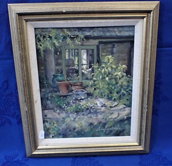 JENNIFER JOHNSON: GARDEN VIEW, TOWARDS A WINDOW, OIL ON CANVAS