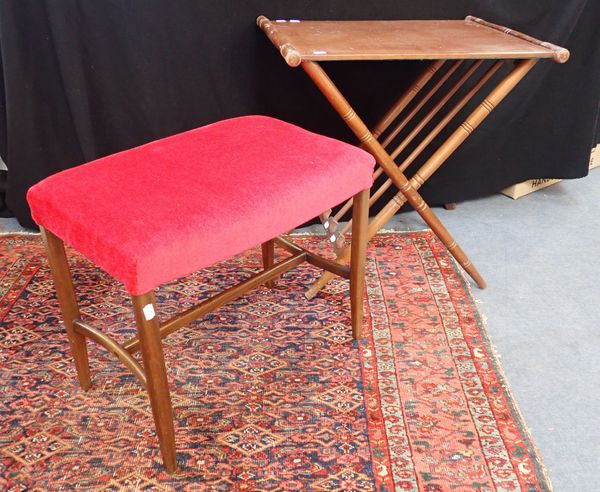 A MID-CENTURY MODERN UPHOLSTERED STOOL