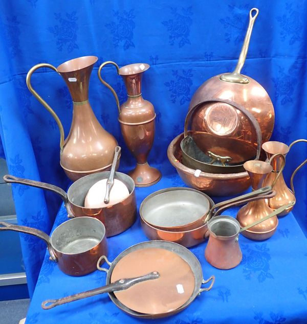 A COLLECTION OF COPPER PANS