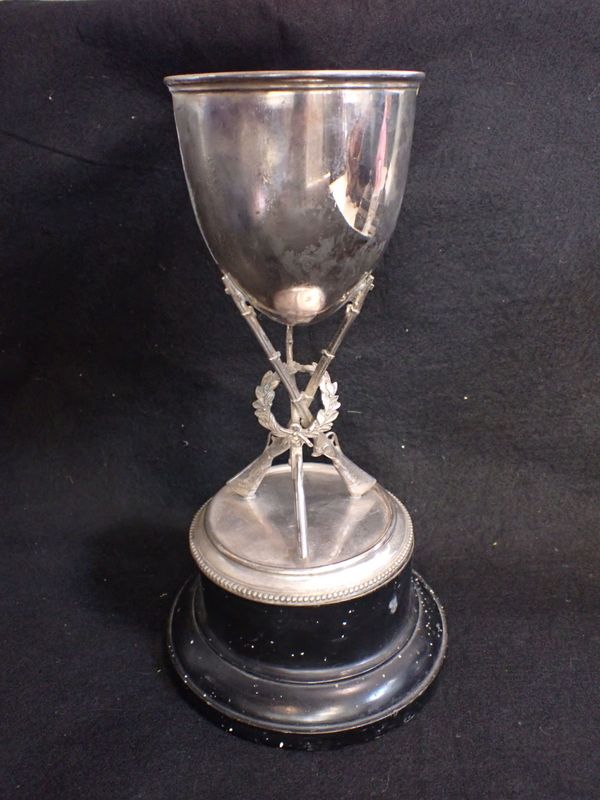 A SILVER-PLATED SHOOTING TROPHY