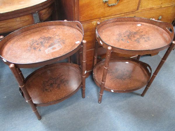A PAIR OF ITALIAN PAINTED TOLEWARE OCCASIONAL TABLES