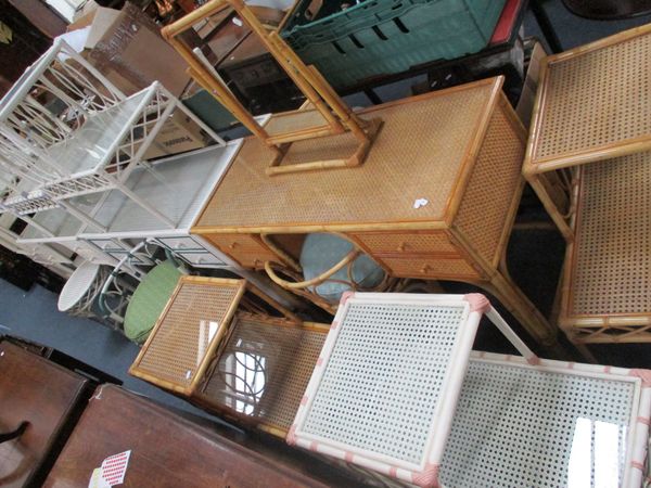 A COLLECTION OF 1980s BAMBOO AND CANE BEDROOM FURNITURE