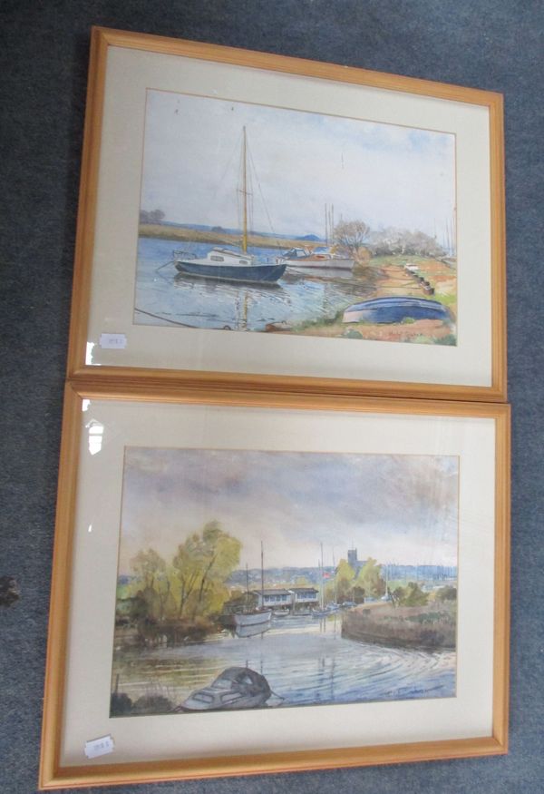 VIOLET GRAHAM: TWO RIVER SCENE WATERCOLOURS