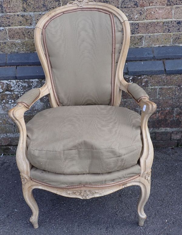 A LOUIS XV STYLE OPEN ARMCHAIR