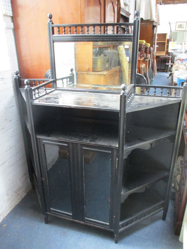 A VICTORIAN AESTHETIC EBONISED PARLOUR CABINET