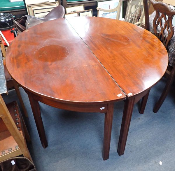 A PAIR OF GEORGE III MAHOGANY 'D' -END TABLES