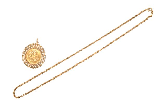 A GOLD FULL SOVEREIGN PENDANT NECKLACE