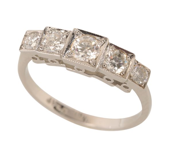 A FIVE STONE DIAMOND RING