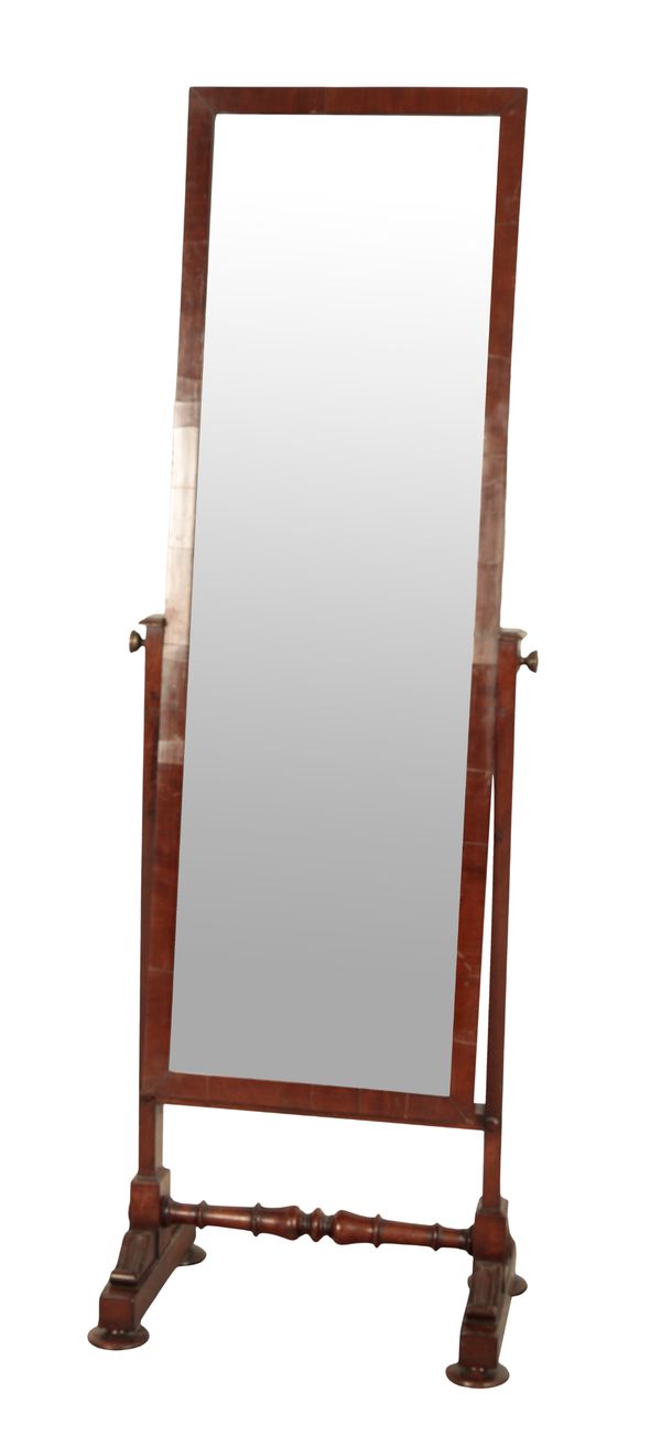 A VICTORIAN MAHOGANY CHEVAL MIRROR