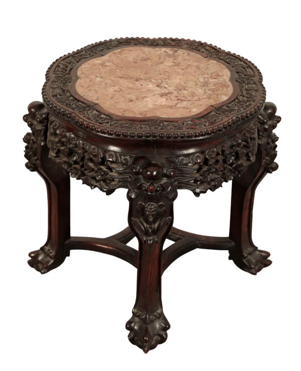 A CHINESE ROSEWOOD JARDINIERE STAND