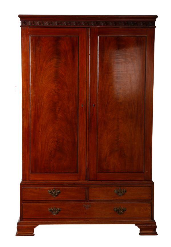 A GEORGE III MAHOGANY LINEN PRESS