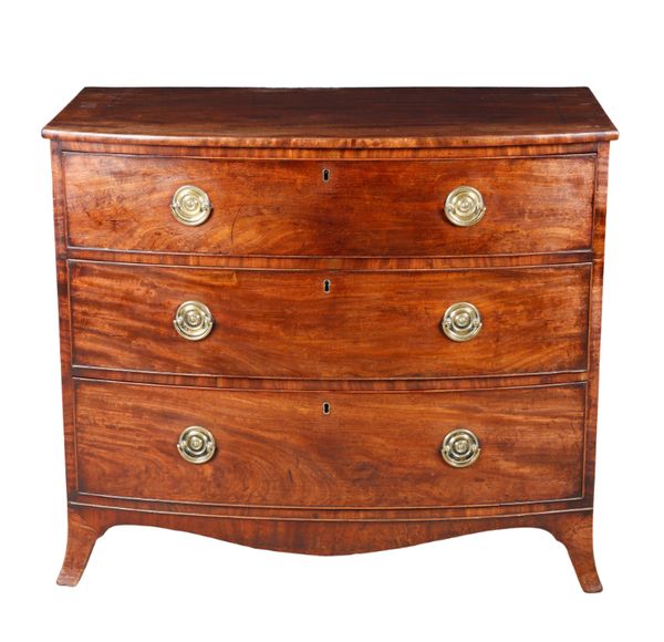 A GEORGE III MAHOGANY BOW-FRONT CHEST OF DRAWERS