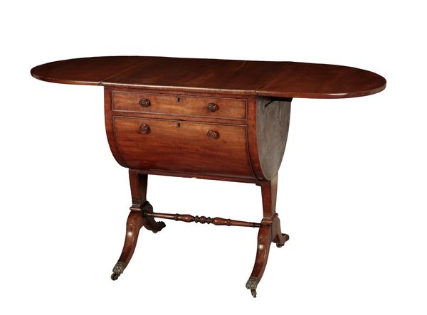 A GEORGE III DROP-FLAP WORK TABLE