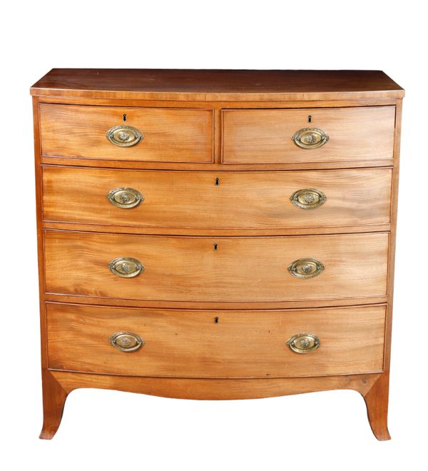 A GEORGE III MAHOGANY BOW-FRONT CHEST OF DRAWERS