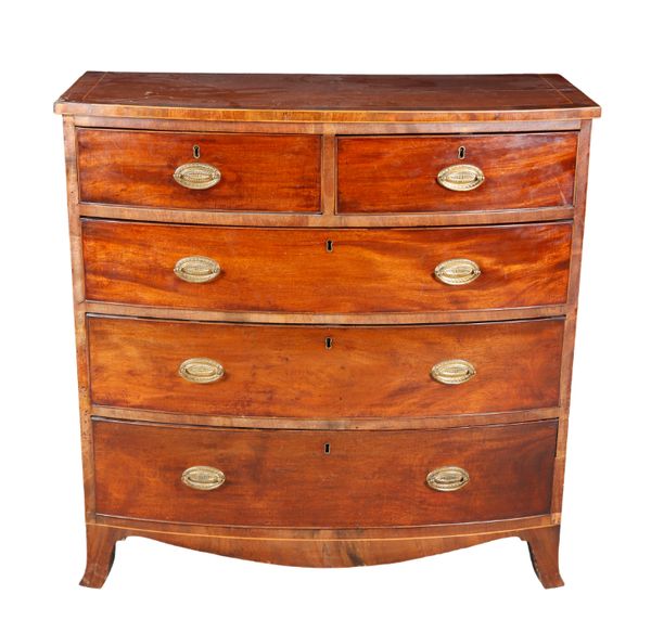 A GEORGE III MAHOGANY BOW-FRONT CHEST OF DRAWERS