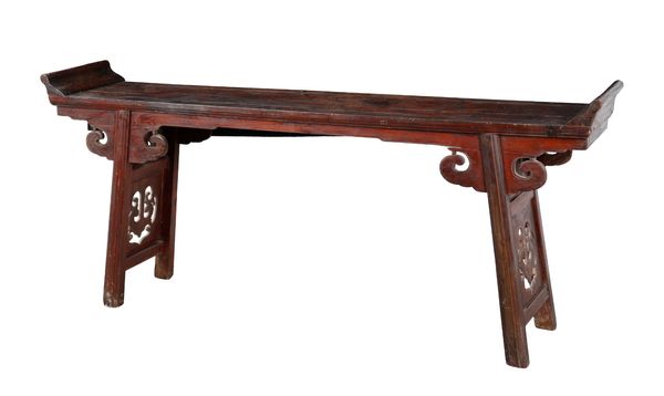 AN EARLY 20TH CENTURY CHINESE STAINED WOOD ALTAR TABLE