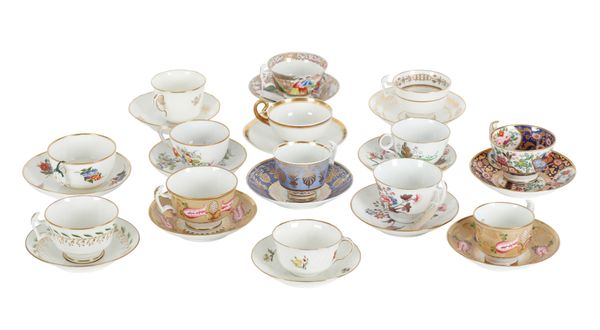 A COLLECTION OF SWANSEA TEACUPS AND SAUCERS