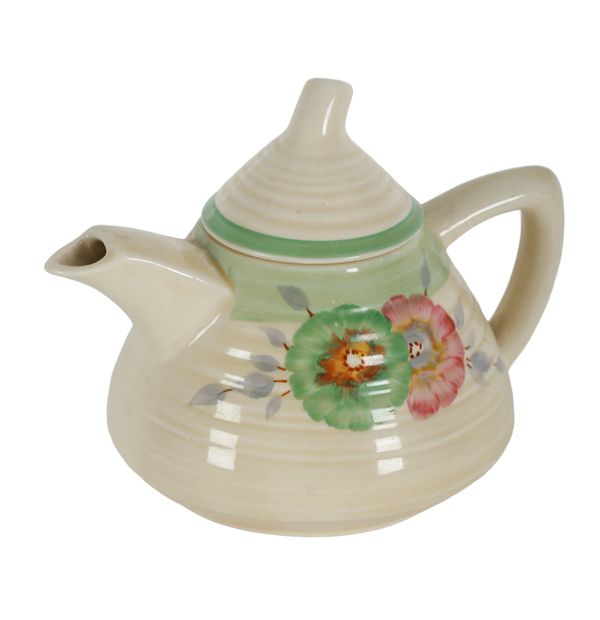 A CLARICE CLIFF LYNTON TEAPOT AND COVER