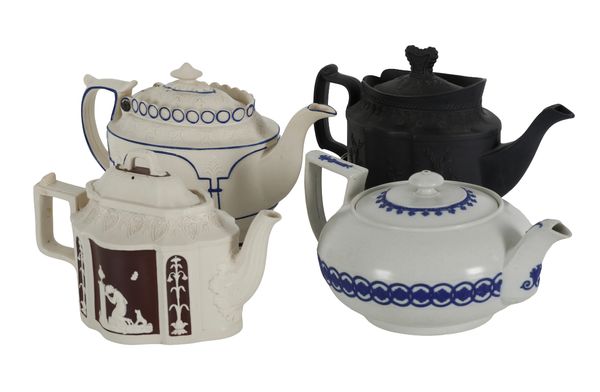 AN EASTWOOD BASALT TEAPOT AND COVER