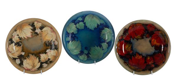 THREE MOORCROFT DESSERT PLATES