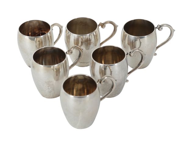 A SET OF SIX SILVER TOT CUPS