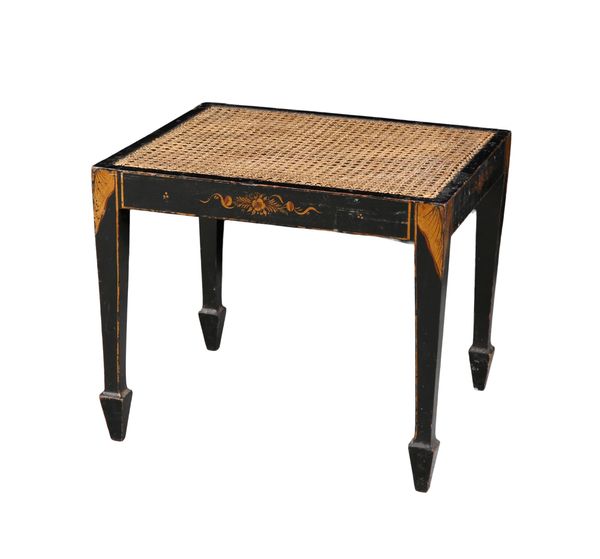 AN EDWARDIAN 'CHINOISERIE' CANED STOOL