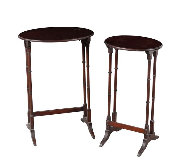 A NEST OF TWO EDWARDIAN MAHOGANY OVAL OCCASIONAL TABLES