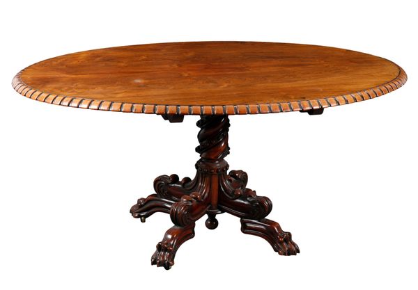 A VICTORIAN ROSEWOOD BREAKFAST TABLE