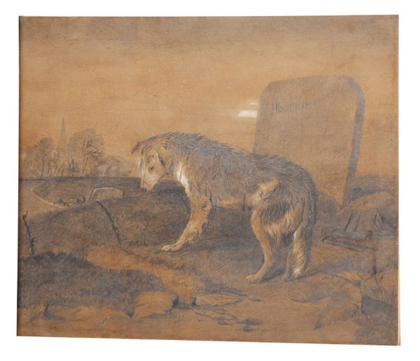 ENGLISH SCHOOL, A pair of pencil studies of a faithful dog mourning the loss of its owner
