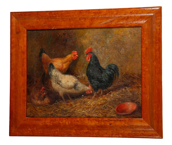 FRENCH SCHOOL, 20TH CENTURY A pair of studies of chickens in interiors