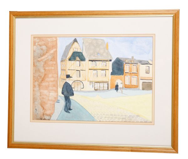 ENGLISH SCHOOL, 20TH CENTURY Figural street scene