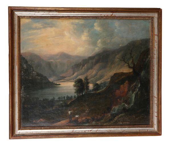 CONTINENTAL SCHOOL, 19TH CENTURY A Shepherd and his flock in a lakeland landscape