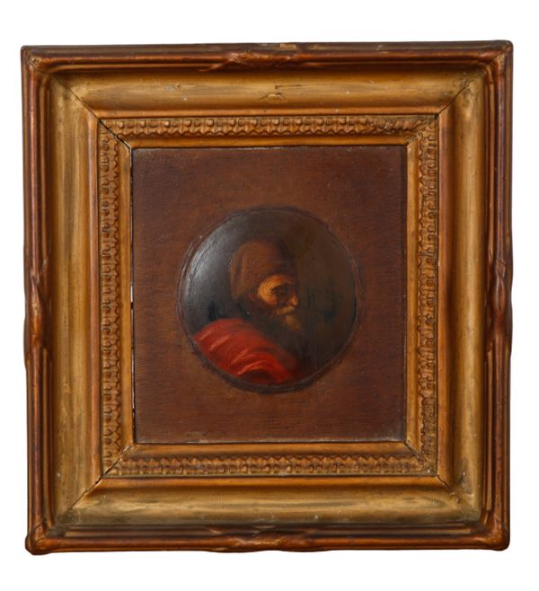 CONTINENTAL SCHOOL, A roundel portrait of a bearded gentleman