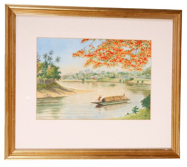 MONOGRAMMIST 'E.M.' A pair of Indian or Sri Lankan River landscapes