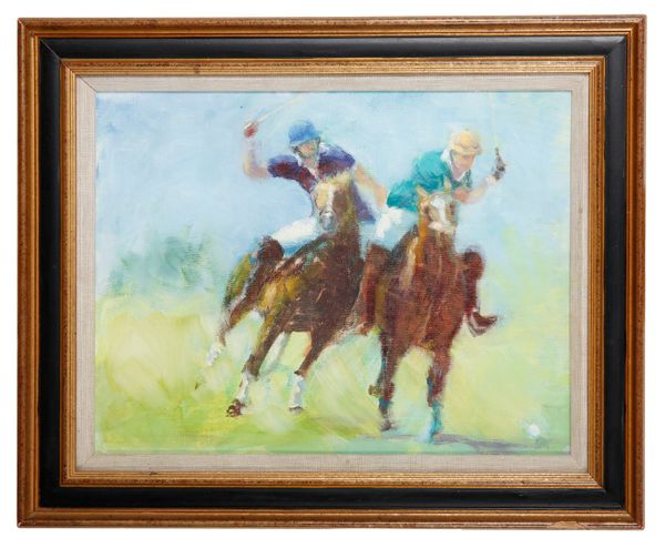 *CONSTANCE HALFORD-THOMPSON (Contemporary) 'Gracida & Hipwood battling for the ball'