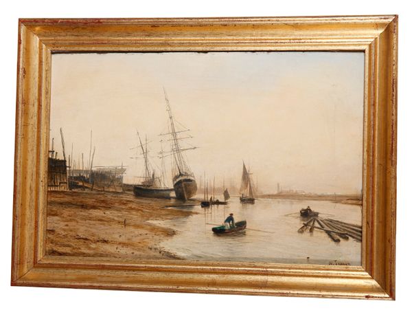 ISAAC WALTER JENNER (1836-1902) Boats at low tide