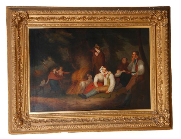 ENGLISH SCHOOL, 19TH CENTURY Figures taking shelter from a storm