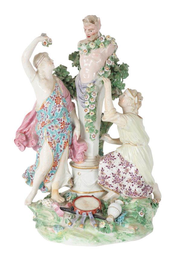 A DERBY PORCELAIN GROUP OF THE GRACES ADORNING PAN