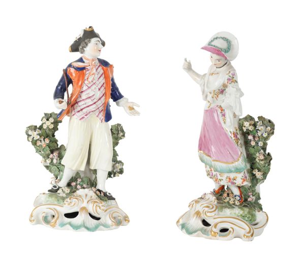 A PAIR OF DERBY PORCELAIN FIGURES OF A SAILOR AND HIS LASS