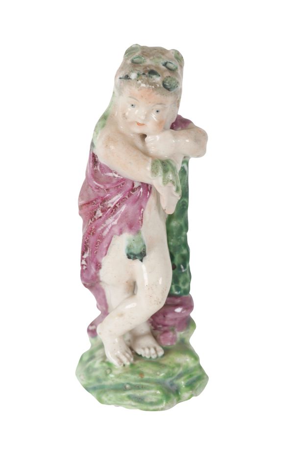 A DERBY PORCELAIN FIGURE OF A PUTTI DRESSED AS YOUNG HERCULES