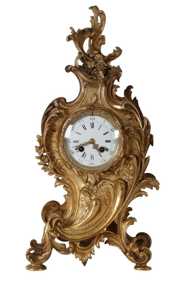 A FRENCH ORMOLU MANTLE CLOCK OF LOUIS XVI DESIGN