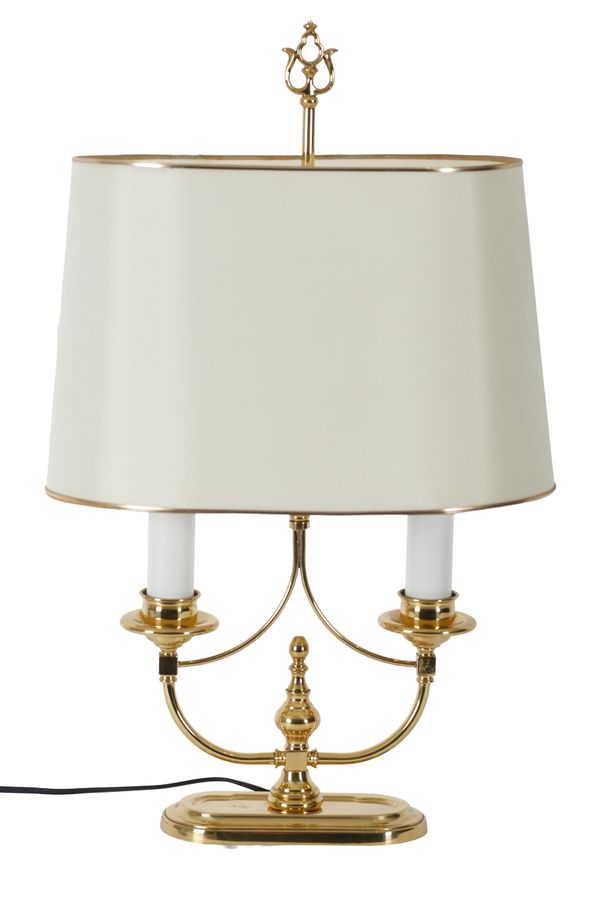 A 20TH CENTURY FAUX BRASS TWIN SCONCE ELECTRIC TABLE LAMP