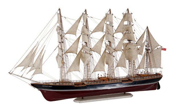 A 20TH CENTURY SCRATCH BUILT MODEL OF A FOUR MASTED SHIP 'CAPTAIN SCOTT'