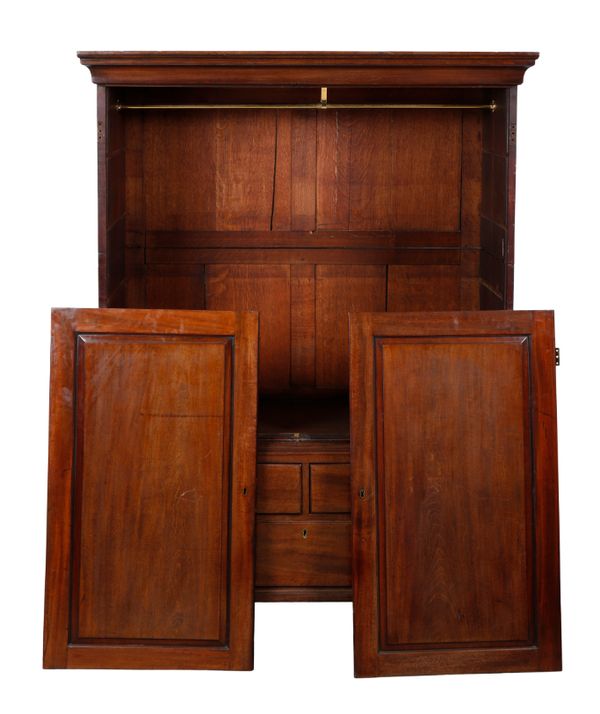 A GEORGE III MAHOGANY LINEN PRESS