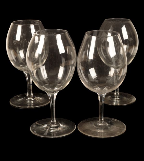 SET OF FOUR LATE VICTORIAN OVERSIZE WINE GLASSES