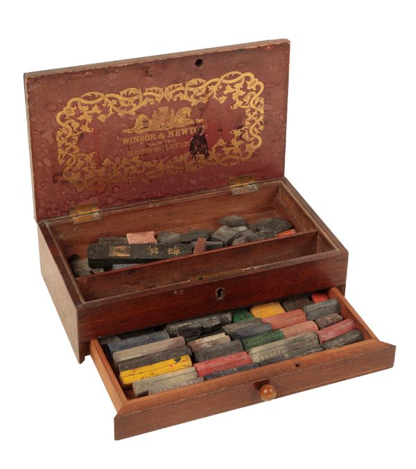 A 19TH CENTURY WINSOR & NEWTON MAHOGANY ARTIST'S BOX