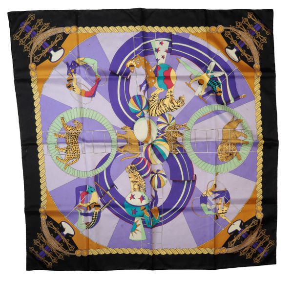 HERMES, PARIS: A "CIRCUS" SILK SCARF